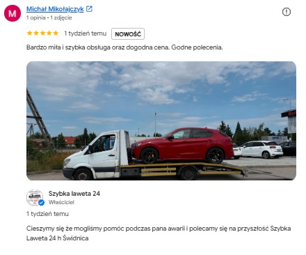 opinia google szybka laweta michał mikołajczyk