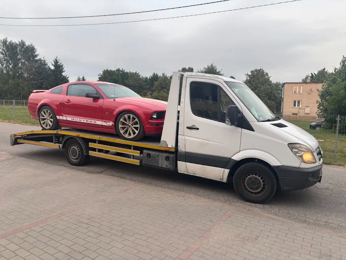 Galeria naszych usług - laweta, holowanie, transport aut transport auta sportowego na lawecie świdnica